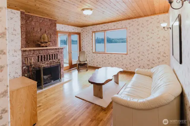 Lower level living room with fireplace is another place to relax and get away from the day.