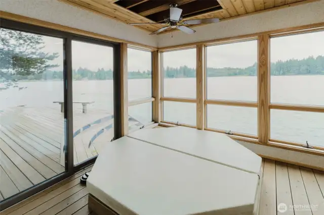 Enjoy relaxing in your hot tub with beautiful views of the lake