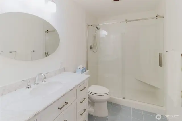 Downstairs bath with walk in shower.