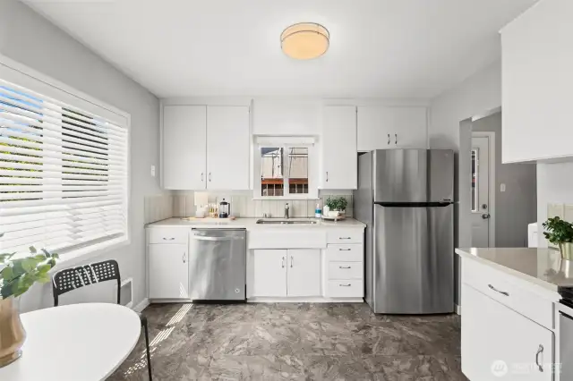 Remodeled kitchen with eating space and SS applicances