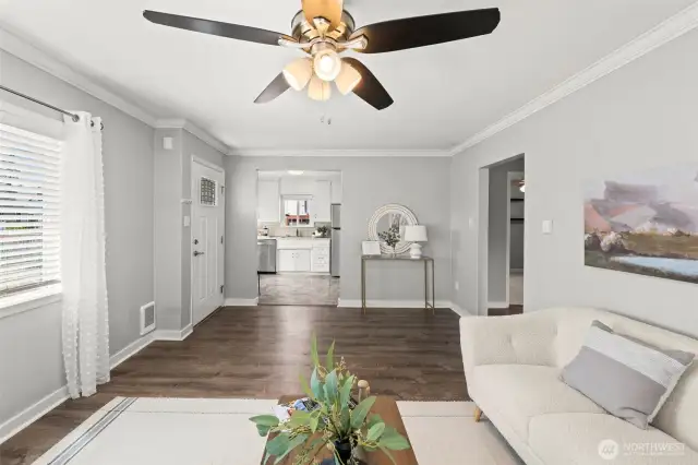 Living room with view to the kitchen