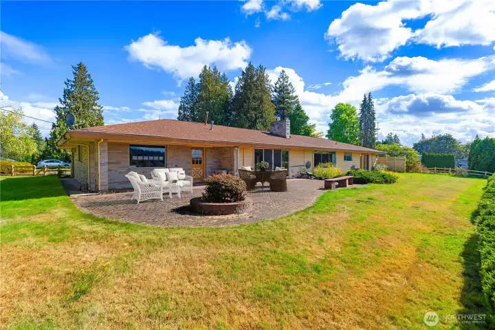 Patio is furniture is virtually staged.