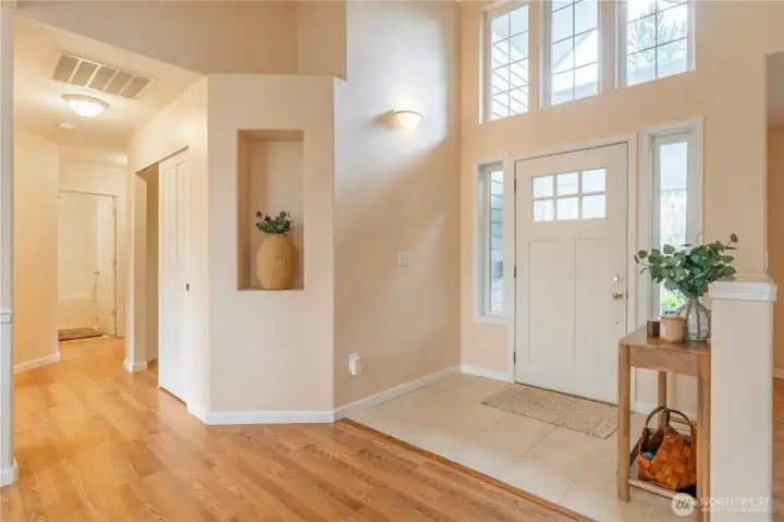 Large front entry for receiving friends and family.