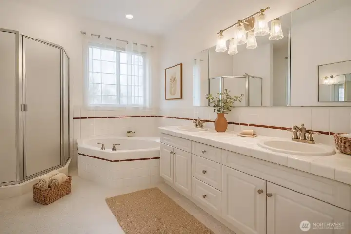 Virtually Staged Bathroom in the Primary Suite.