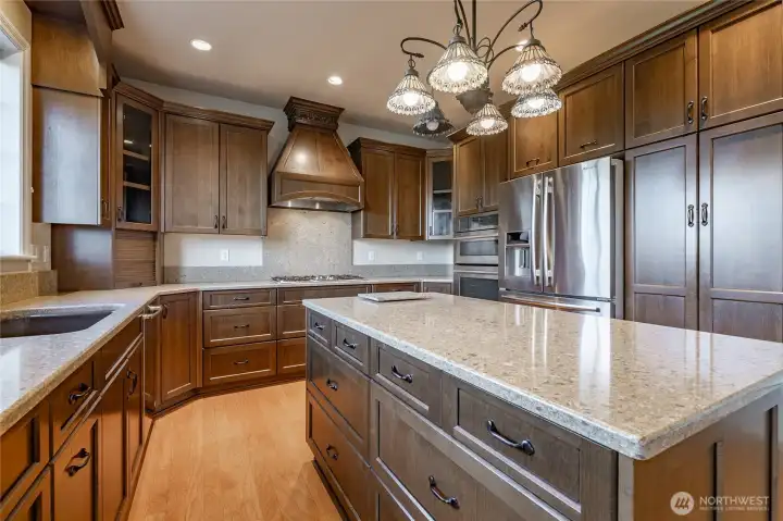 Beautiful Kitchen with deluxe cabinets and Quartz counters and upgraded Stainless appliances.