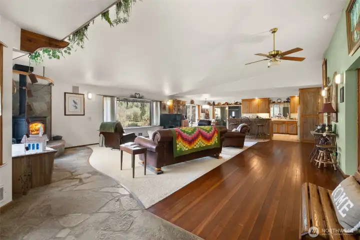 Beautiful open-concept design with stunning custom woodwork throughout.