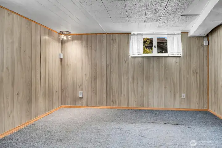 This room in the NE corner of the basement is partially finished