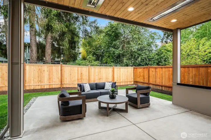 Secluded outdoor covered living area