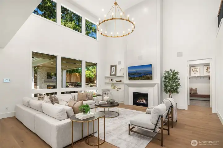 2 story great room that overlooks the private backyard