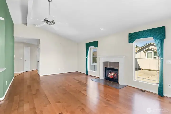 Living room with propane fireplace