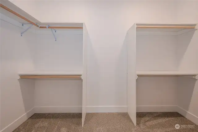 The expansive Primary Closet offers space to hang, stack and store all your clothing, shoes and accessories.