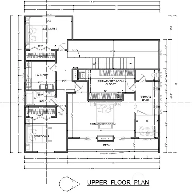 Upper Floor Plan with Furniture Placement