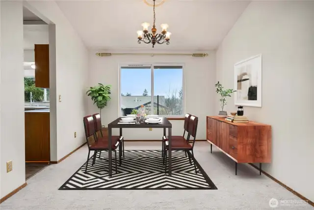 Virtually staged dining area.