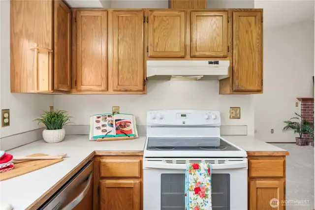 Look at all those cabinets! And the venting is already there to add an over-the-range-microwave.