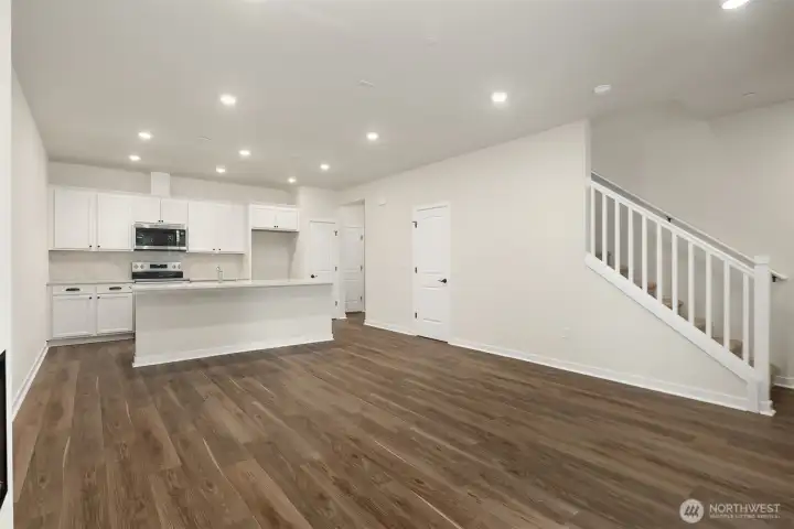 White wooden stair railing