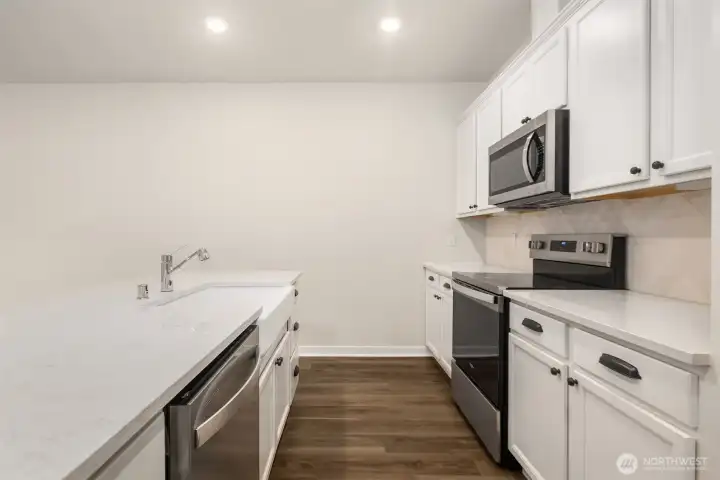 Kitchen with under cabinet lighting