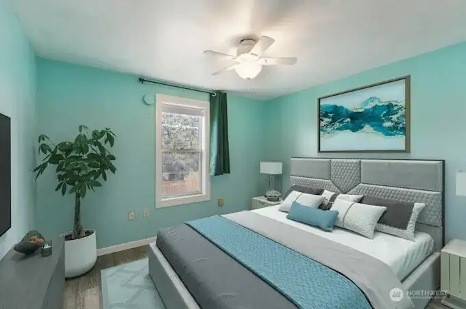 Virtually staged bedroom
