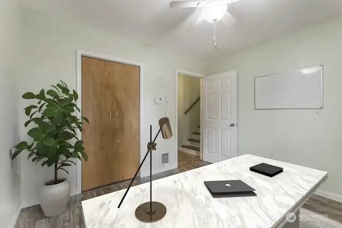 Virtually staged bedroom/office