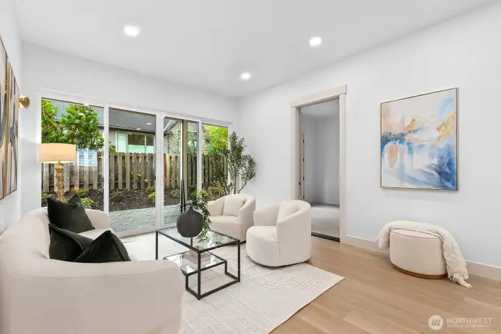 Great room with soaring ceilings and oversized doors!