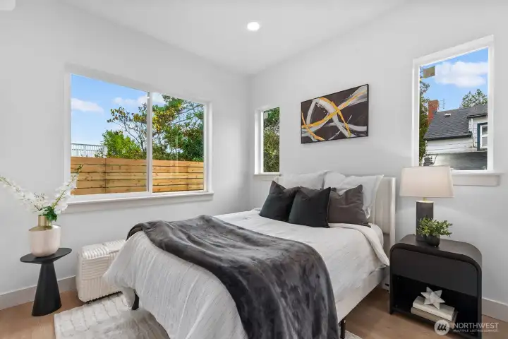 Lovely secondary bedroom with full bath just outside the door.