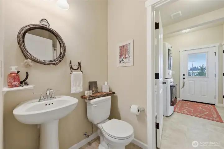 Shared pass through bathroom located in the hall. Easy access from both sides.