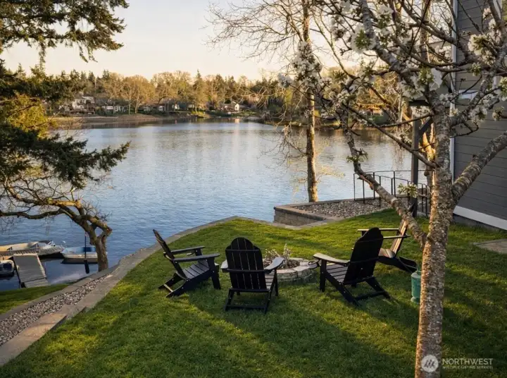 Unwind at the water's edge-perfect for morning coffee or sunset fires with uninterrupted lake views. Unwind at the water's edge-perfect for morning coffee or sunset fires with uninterrupted lake views.