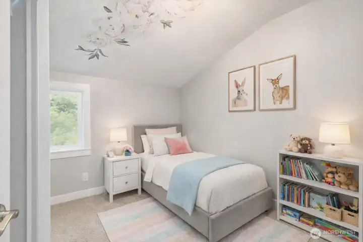 Virtually staged second bedroom instead of the current closet system