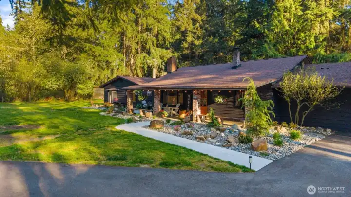 Professionally landscaped front yard
