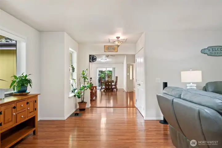 From the living room enter into the family room w/wood stove From the living room enter into the family room w/wood stove
