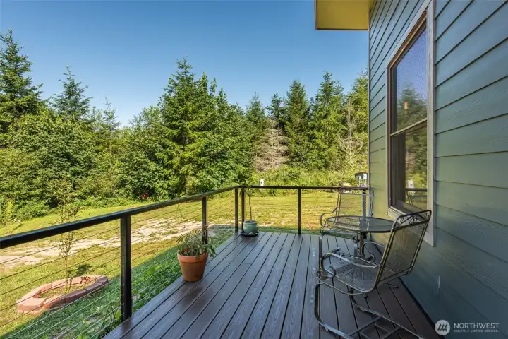 Trex deck (made with recycled bag material). Trex deck (made with recycled bag material).