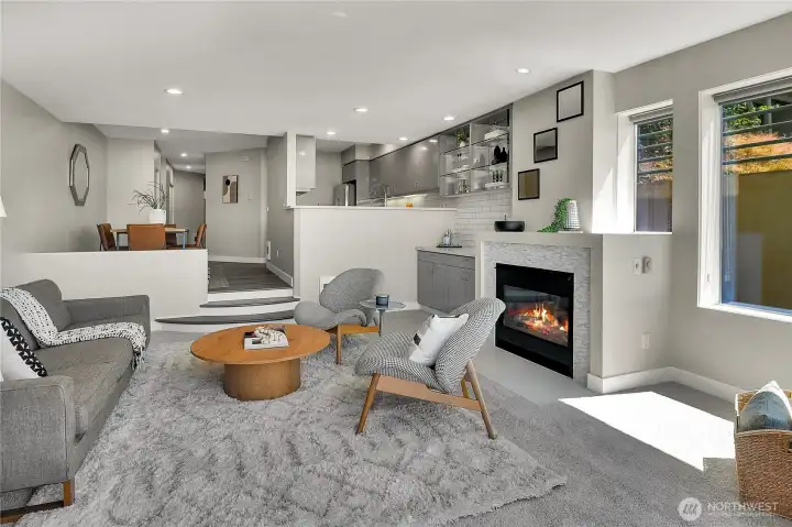 Generous sized living room with gas fireplace for a cozy winter evening. Generous sized living room with gas fireplace for a cozy winter evening.
