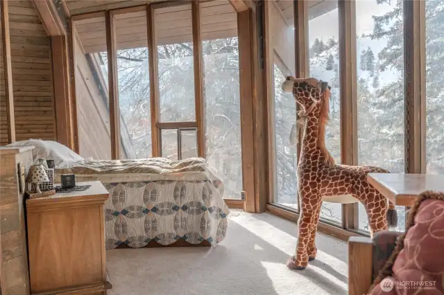 Bedroom space in upstairs loft