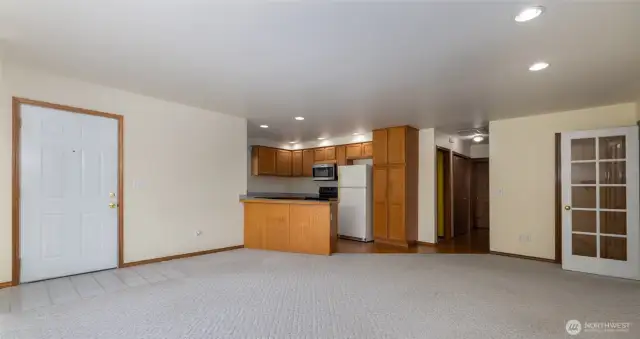ADU features a fully functional kitchen with lots of cabinets and two pantries.