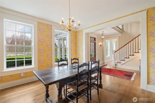Formal dining area with built-ins.