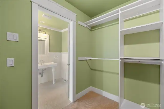 Spacious walk in closet.