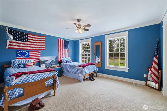 Bedroom with adjoining Jack and Jill bath.