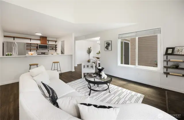 Vaulted and Wide living room