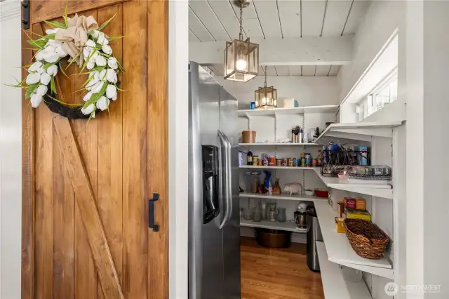 Walk-in pantry with storage & extra fidge