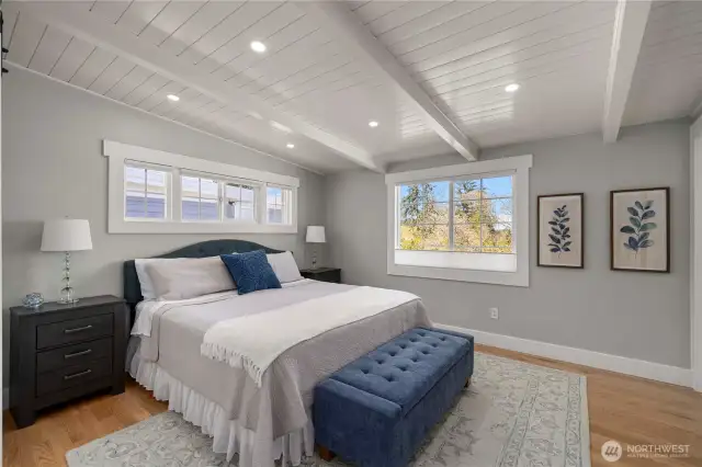 Primary bdrm overlooks harbor, deck, cabana & pickleball court