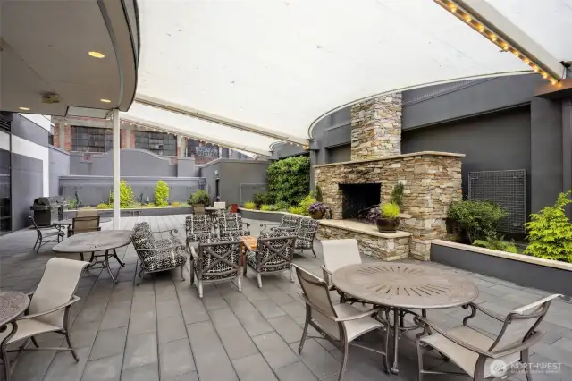Community Courtyard Deck complete with Grills and Fireplace