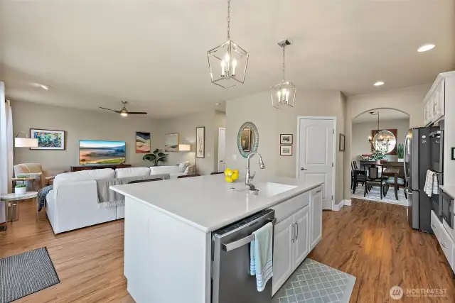 Kitchen leads to private dining area