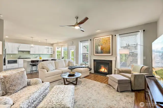Opens to kitchen