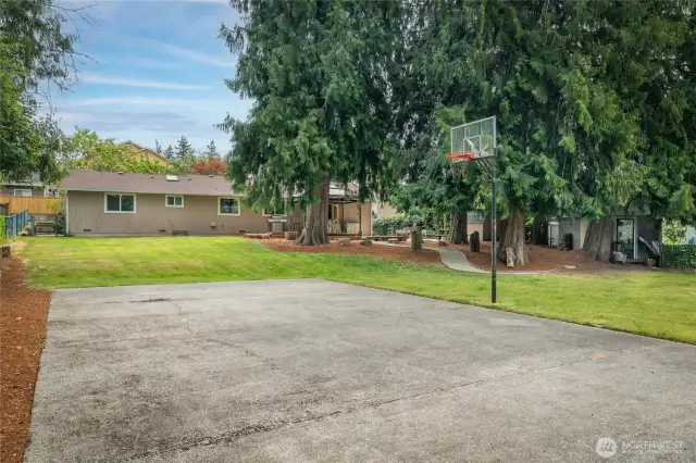 Private sports court ready for a game og hoops or create a pickleball court
