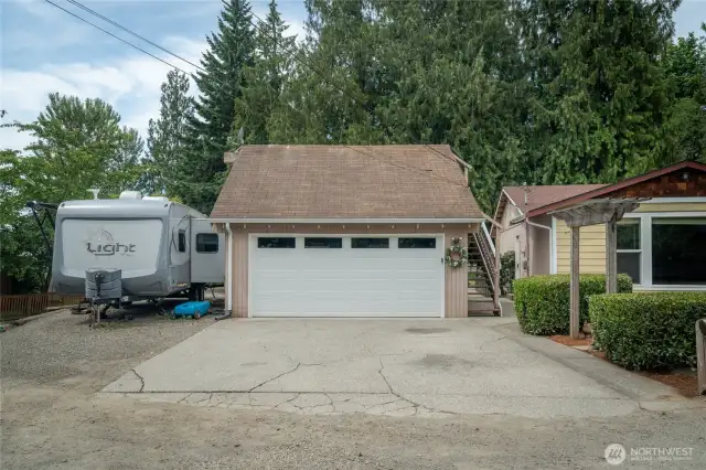Detached 2 car garage with loft storage and RV/Boat parking
