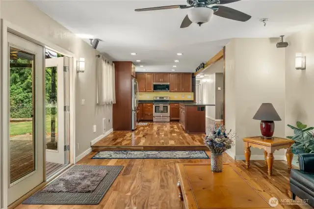 Family room with French doors to deck