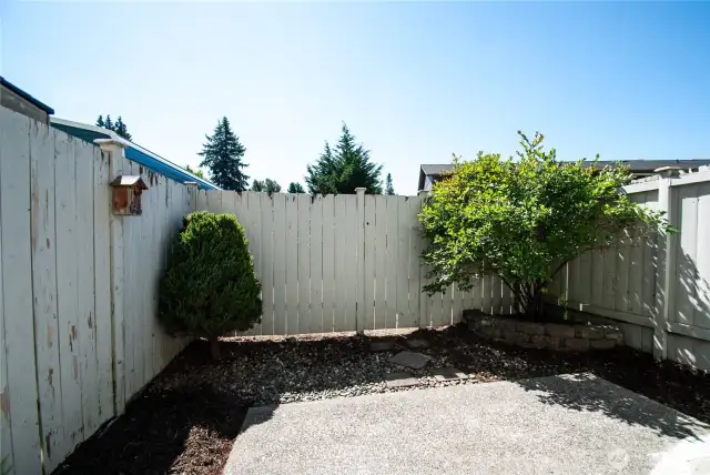 Fenced private backyard. Gate accesses a large dog run.