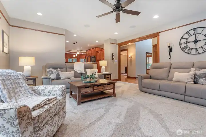 Great room just off the kitchen and spacious deck/patio