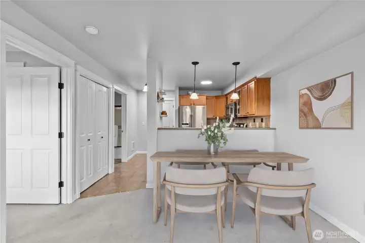 Virtually staged to show dining space