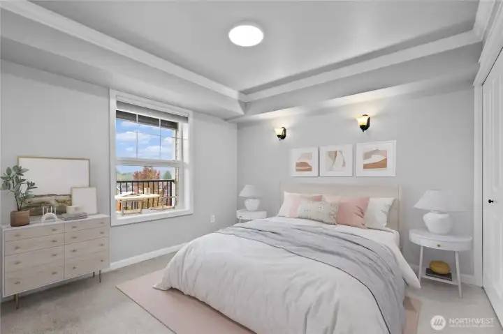 Virtually staged spacious bedroom