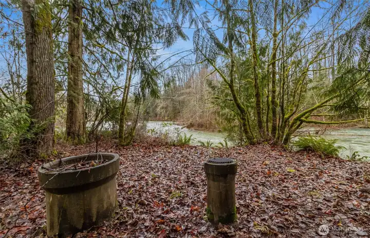 Fire pits next to the river